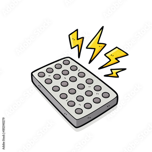 Illustrated blister pack of tablets with lightning.