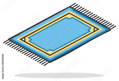 Islamic Prayer Rug with Decorative Border and Fringe