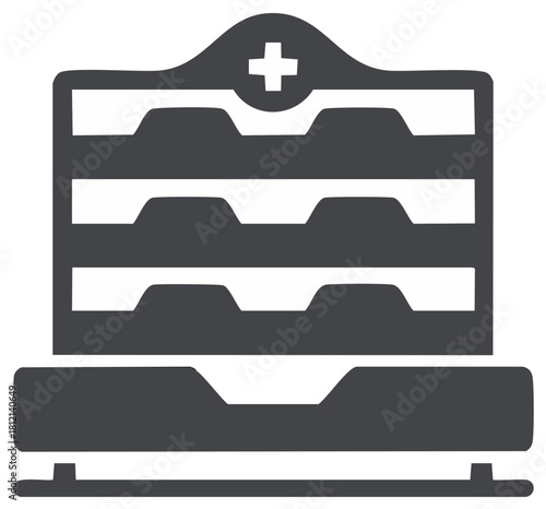 Hospital document sorter with cross symbol icon for patient records