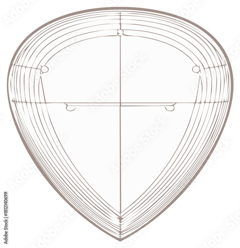 Abstract boat hull design blueprint outline with flowing geometric contours and streamlined form