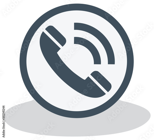 Telephone Communication Icon with Voice Waves in a Circular Design for Contact