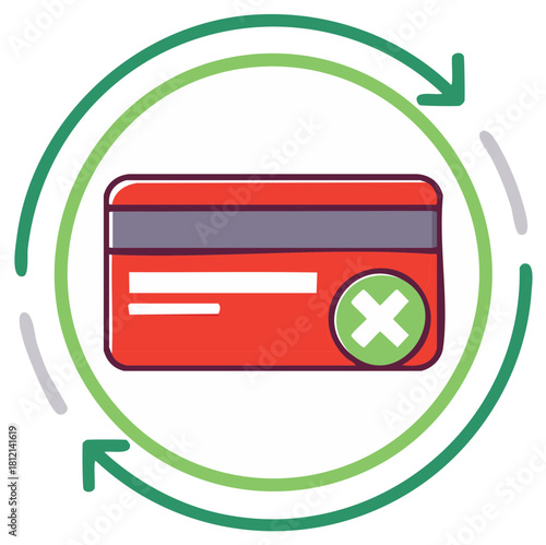 Failed credit card transaction or subscription cancellation vector icon