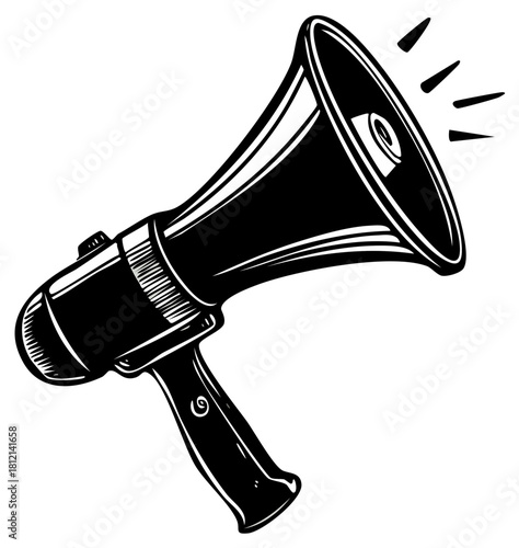 Shouting Megaphone Loudspeaker Sound Vector Illustration Promotion Communication