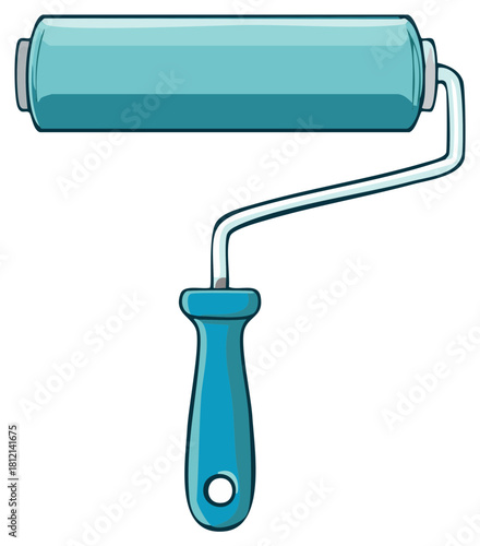 Blue cartoon paint roller tool for home improvement and decorating