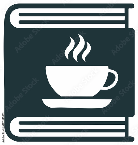 Coffee cup on book illustration, concept of relaxation and knowledge