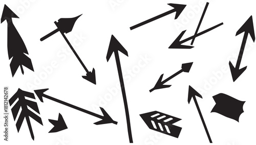 Dynamic arrow collection offering diverse design elements, point the way forward for creative projects and add a directional flair to your visual storytelling