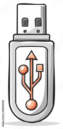 Isolated Flash Drive Illustration Storage Device Data Transport Memory Stick