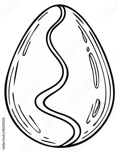 Outline of a single egg with a wavy line design and subtle shading