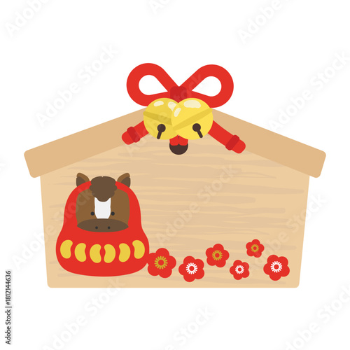 絵馬（午年のだるま）　イラスト