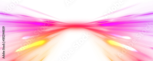 Neon stripes in the form of drill, turns and swirl. Abstract high-speed motion with long exposure and neon light painting, featuring glittering fire flare traces, optic fiber twists. Vector PNG.	