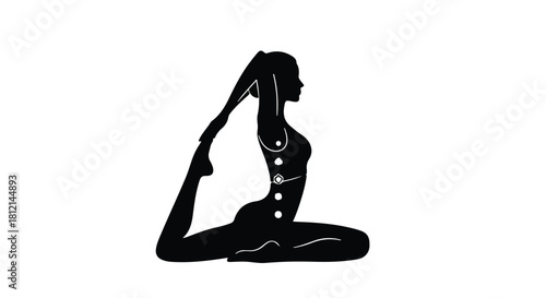 Silhouette of a woman in a graceful yoga pose, demonstrating flexibility and balance