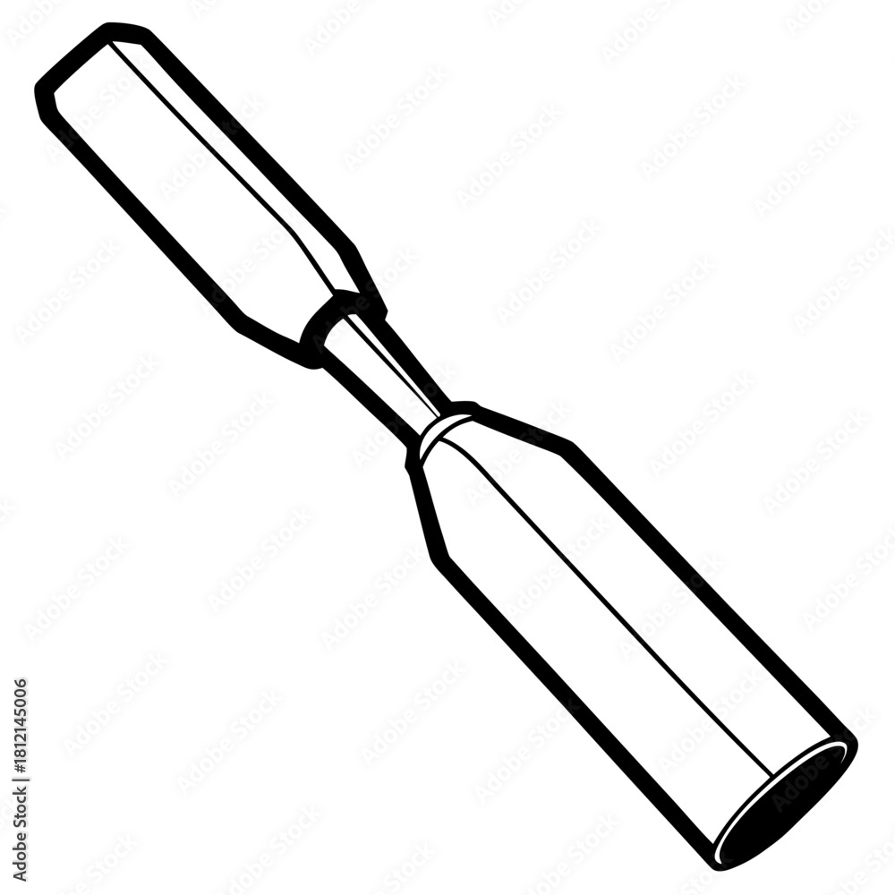 Fototapeta premium Contour wood chisel in black and white style for woodworking and craftsmanship