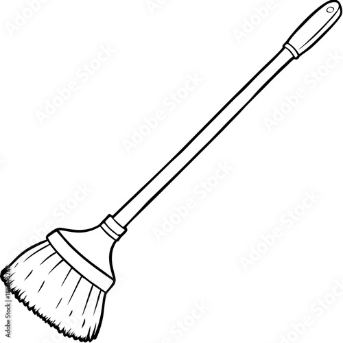 Linear metal brush in black and white style for cleaning tasks