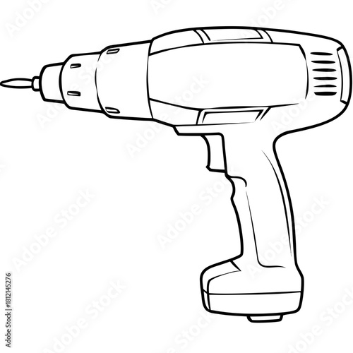 Contour drill driver in black and white style for construction projects