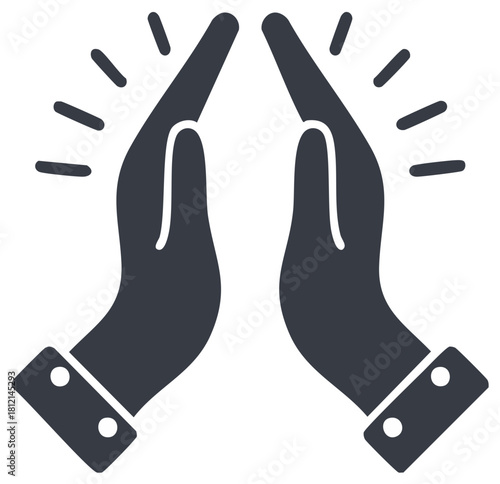 Icon graphic of a high five gesture symbolizing teamwork, success, agreement, and collaboration in a positive manner