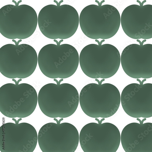 Seamless Pattern of Dark Green Apple Silhouettes