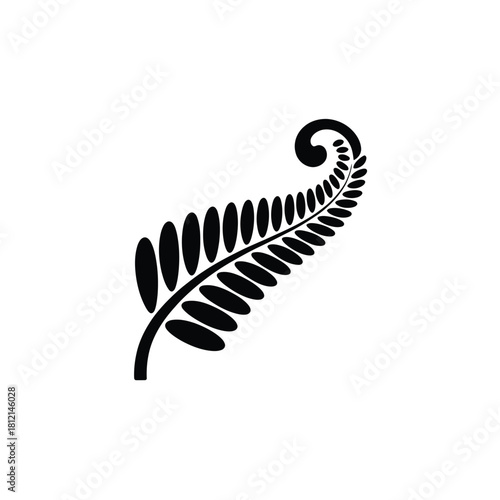 Black silhouette of a fern frond unfurling