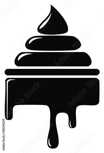Stylized Ice Cream Icon, Black and White Dessert Graphic