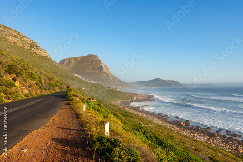 View along the rocky Atlantic Ocean coastline between Scarborough and Misty Cliffs on the Cape Peninsula. Cape Town. Western Cape. South Africa.