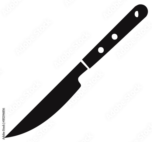 Simple kitchen knife icon silhouette for cooking and food preparation