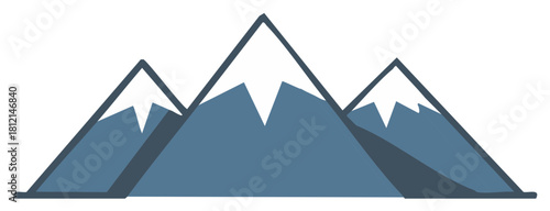 Stylized Mountain Peaks with Snow, Vector Illustration, Wilderness Adventure, Simple Design, Outdoors