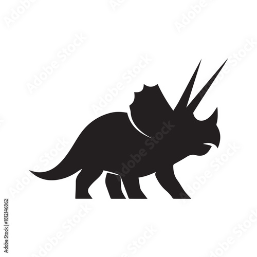  Triceratops Silhouette – Prehistoric Dinosaur Vector for Paleontology, Education, and Kids' Design