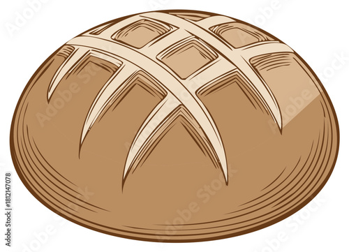 Artisan Round Loaf Bread with Scored Top and Rustic Texture