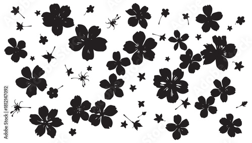 Elegant floral silhouette pattern with delicate blooms for captivating designs, perfect for adding a touch of nature to any project or creative endeavor