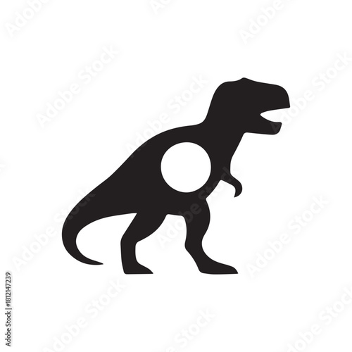 Tyrannosaurus Rex Silhouette with Circular Cutout – Abstract Dinosaur Vector for Logos, Education, and Design