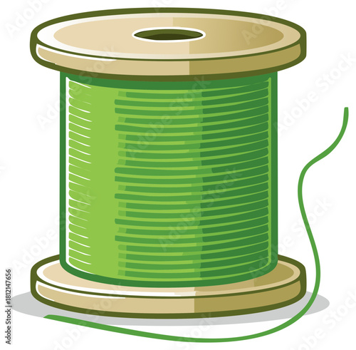Green Thread Spool with Loose String
