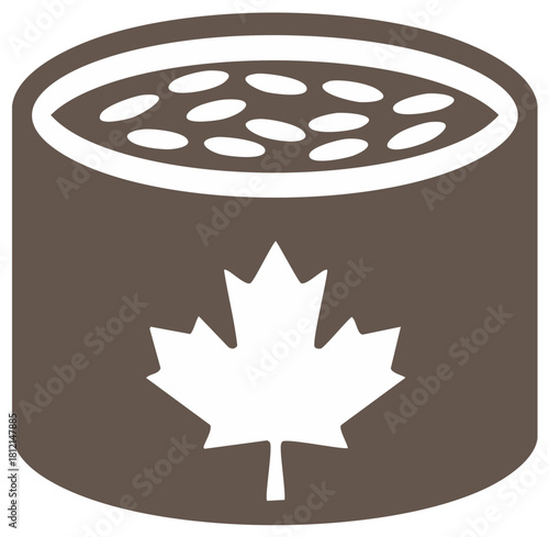 Canned baked beans illustration with maple leaf a Canadian icon