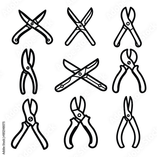 Collection of gardening pruning shears and hand clippers.