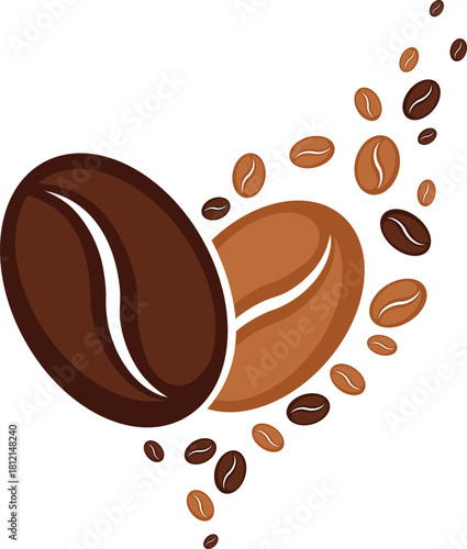 Coffee beans stream, dark and light roast, brewing aroma concept design Vector