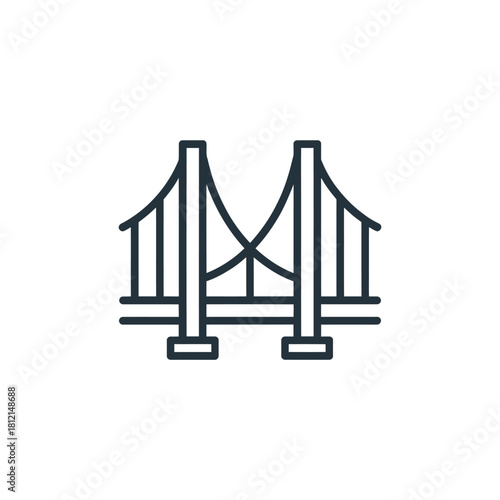 Simple line art icon of a suspension bridge