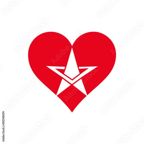 Love with star icon in red color