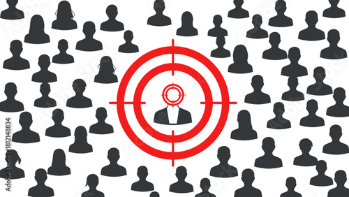Silhouette of people with a target on one individual