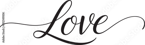 Elegant black calligraphy script spelling the word Love text