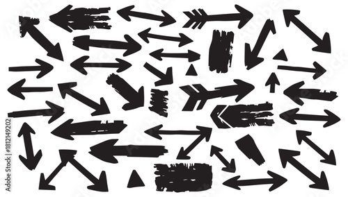 Dynamic arrow collection for creative projects, directional signs, presentations, and marketing materials needing a bold, attention-grabbing design element