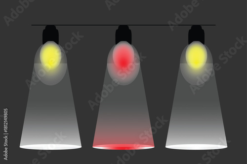 Three Pendant Lights Over Dark Floor Create Warm Ambience and Modern Industrial Mood

