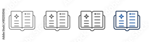 
outline icon sheet magic book with book and spell design