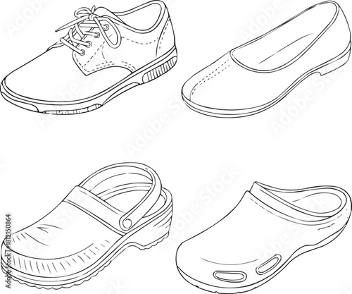 Classic Footwear Line Art Collection Casual Shoes and Clogs for Men & Women