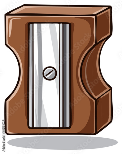 Pencil Sharpener Brown Rectangular Shape, Metal Blade, Screw Centered, School Supplies, Art Supplies, and Creative Projects