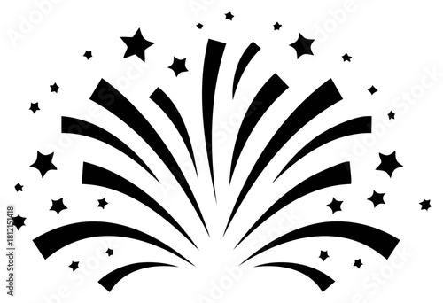 Black Explosion Burst with Stars Illustration Simple Abstract Celebration Element