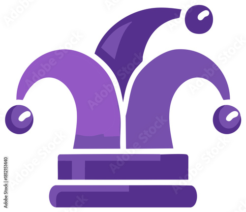 Purple Jester Hat Illustration on a White Background