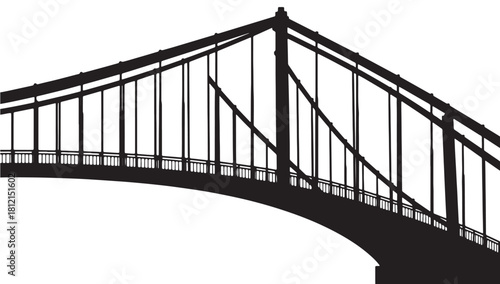 Dramatic silhouette of a suspension bridge offering stunning architecture, perfect for cityscapes, travel, or engineering projects, dynamic and modern design element