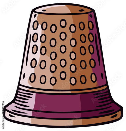 Simple Thimble Illustration with Numerous Holes and a Colored Band