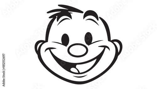 Cheerful cartoon character with a big smile, ready to bring joy to your project with its playful charm and friendly expression of happiness.