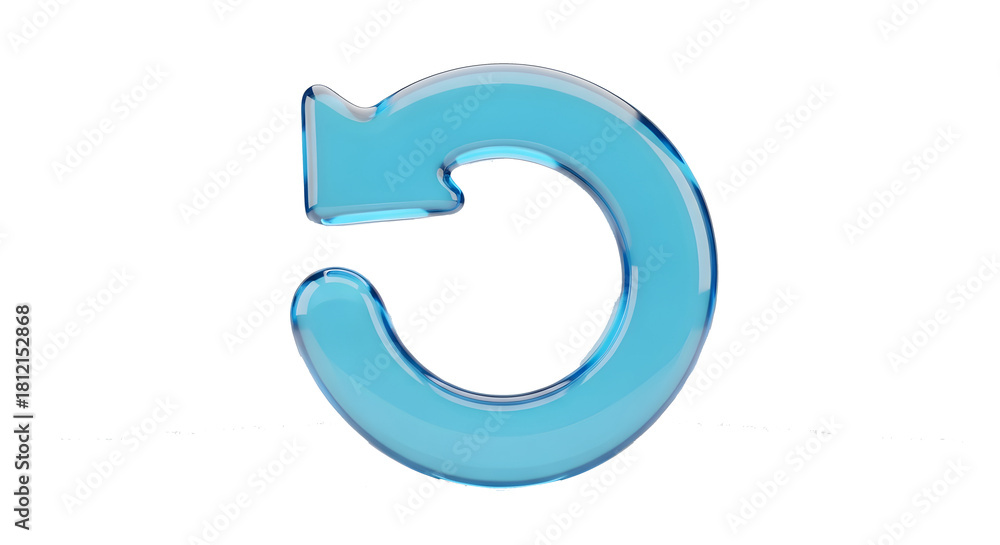 Fototapeta premium smooth blue circular arrow pointing clockwise — great for refresh/reload actions, retry buttons, sync operations, repeat cycles, or undo/redo UI elements.