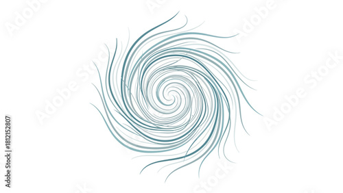Swirling lines form a vortex shape in cool blue and green tones