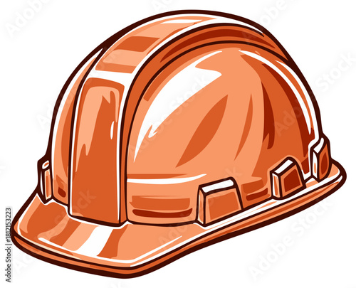 Orange construction helmet illustration, safety equipment